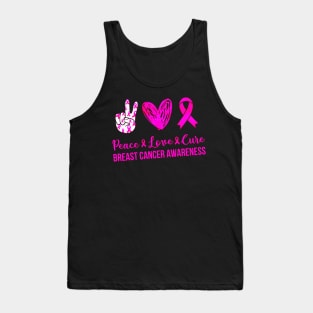 Peace Love Cure Hippie Pink Ribbon Tank Top